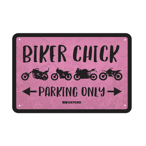 Oxford OX366 Garage Workshop Metal Sign: BIKER CHICK