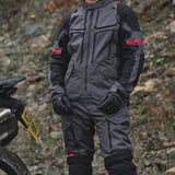 Oxford Rockland Men's Motorcycle Jacket Charcoal Black Red