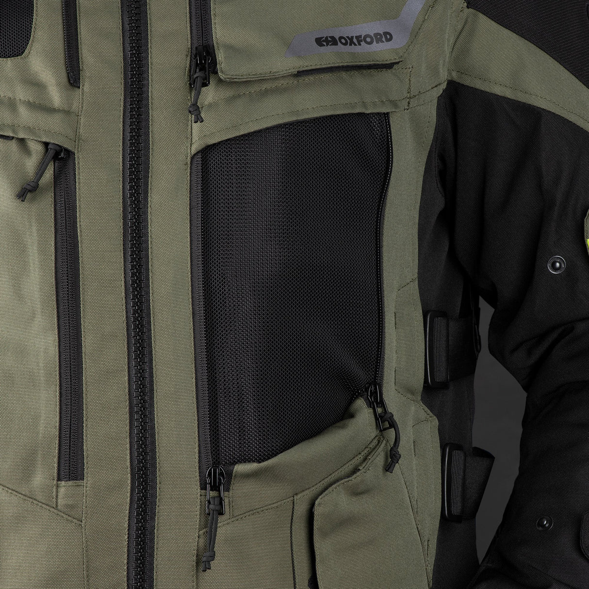 Oxford Rockland Men's Motorcycle Jacket Khaki Black Fluo