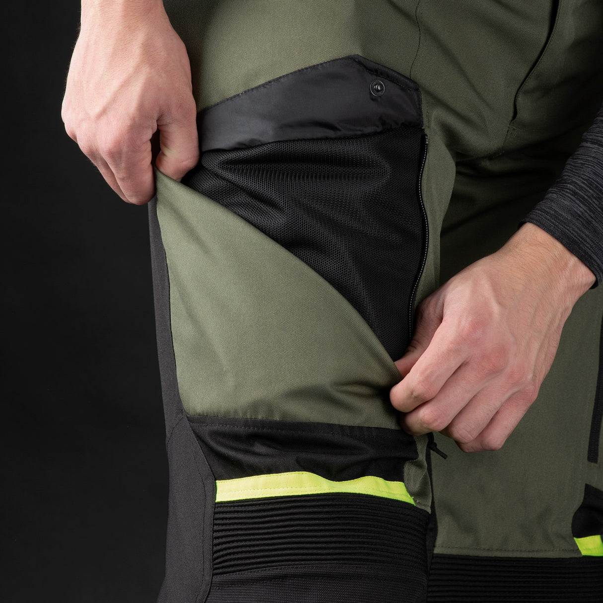 Oxford Rockland Motorcycle Pants Khaki Black Fluo
