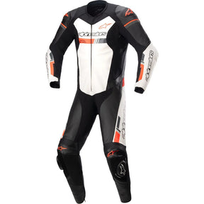 Alpinestars GP Force Chaser One Piece Leather Suit Black White Fluo Red