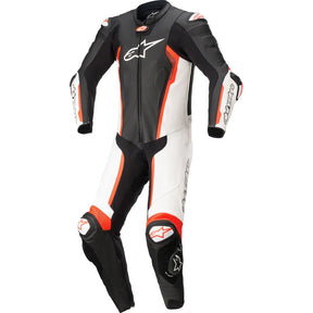 Alpinestars Missile V2 One Piece Leather Suit Black White Fluo Red