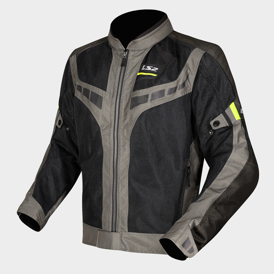 LS2 Garda Air Textile Jacket Green Black Hi-Viz Yellow