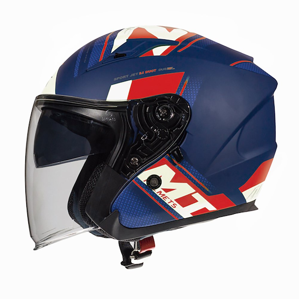 MT Avenue Sideway Matt Blue & Red & White Motorcycle Helmet