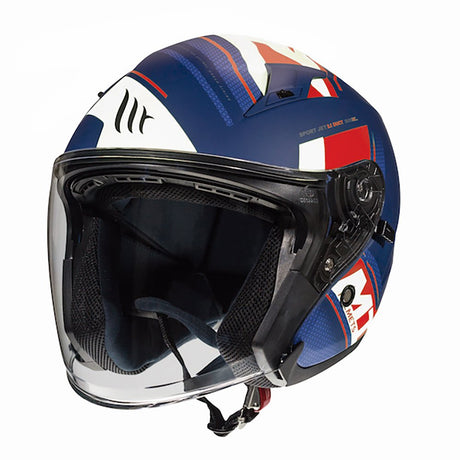 MT Avenue Sideway Matt Blue Red White Open Face Motorcycle Helmet