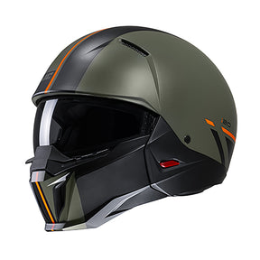 HJC I20 Batol MC4SF Khaki Green Motorcycle Helmet Half Open