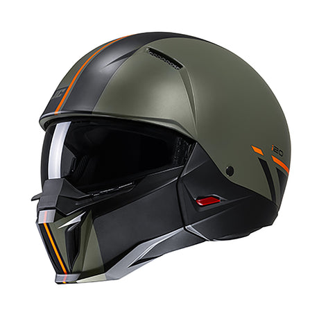 HJC I20 Batol MC4SF Khaki Green Motorcycle Helmet Half Open