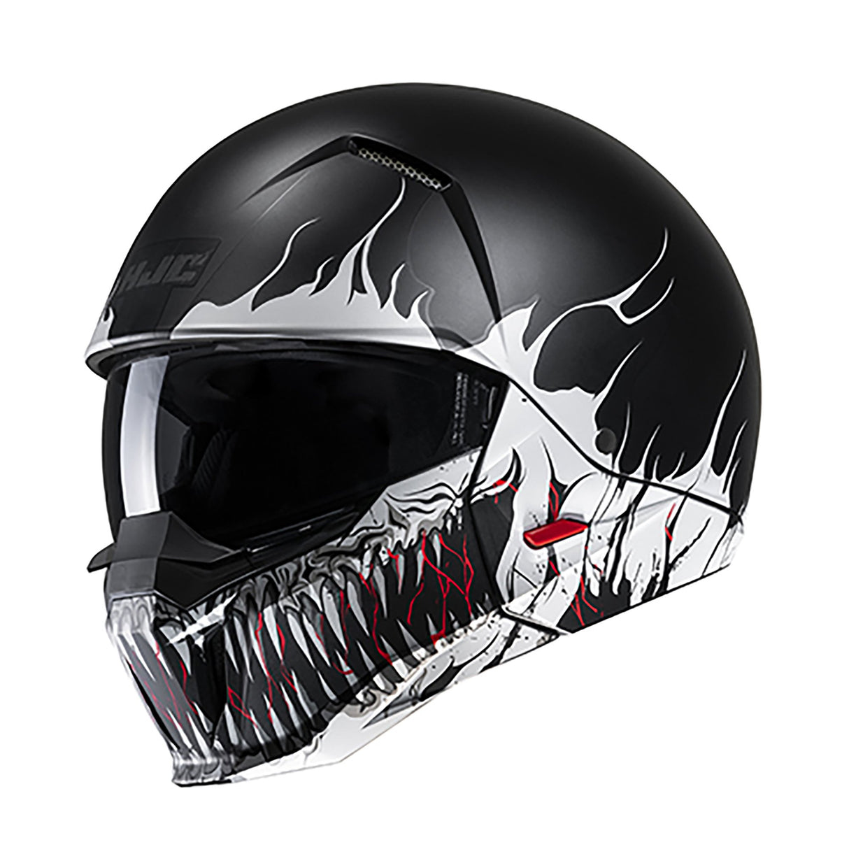 HJC I20 Scraw MC5SF Black Motorcycle Helmet Half Open Full Face Teeth Skull