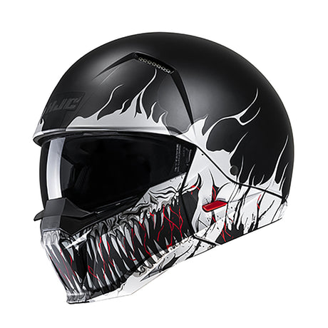 HJC I20 Scraw MC5SF Black Motorcycle Helmet Half Open Full Face Teeth Skull