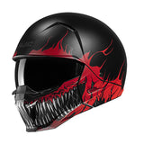 HJC I20 Scraw MC1SF Red Motorcycle Helmet Half Open Full Face Teeth Skull