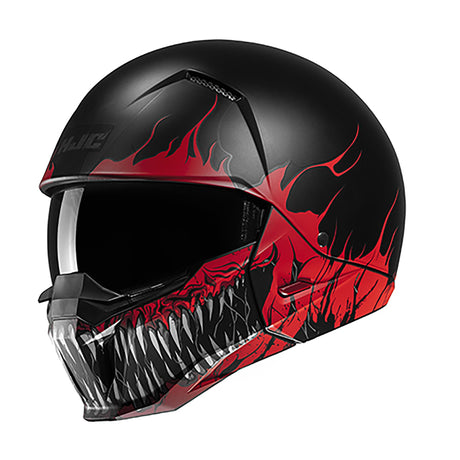 HJC I20 Scraw MC1SF Red Motorcycle Helmet Half Open Full Face Teeth Skull