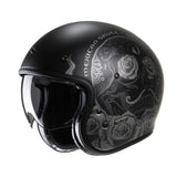 HJC V31 Desto MC5SF Black Open Face Motorcycle Helmet Skull Roses