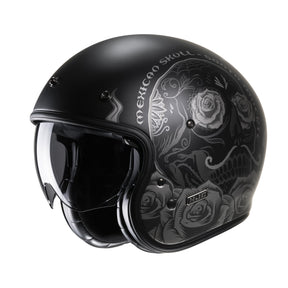 HJC V31 Desto MC5SF Black Open Face Motorcycle Helmet Skull Roses