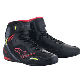 Alpinestars Faster-3 Rideknit Shoes Black Red Yell Fluo Mens Motorcycle Boots