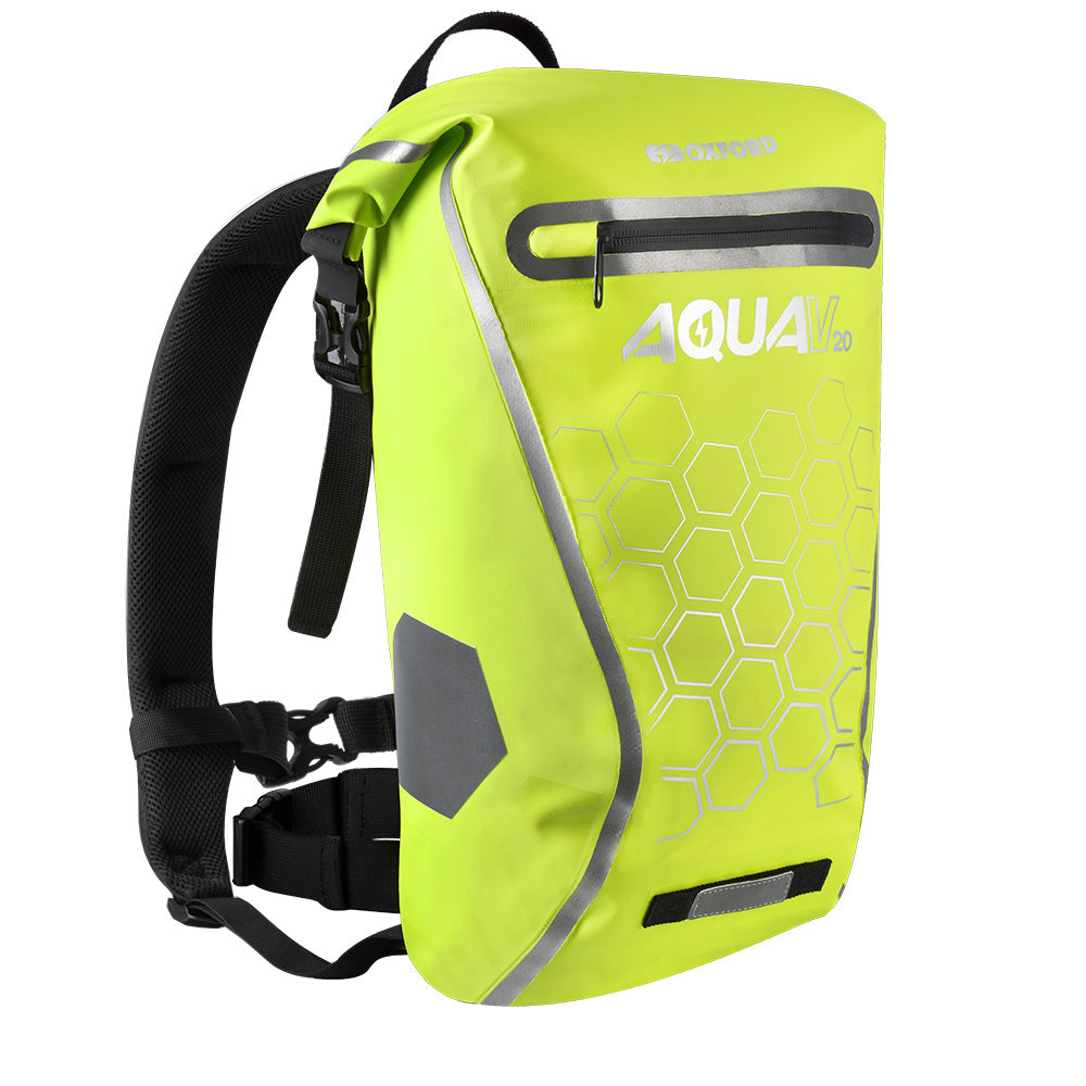 Oxford Aqua V 20 Waterproof Motorcycle Motorbike Backpack 20L Fluo