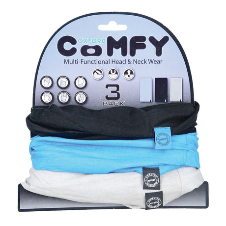 Oxford Comfy Neck Tube Base Layers Black Blue Grey 3 Pack