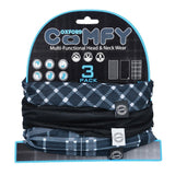 Oxford Comfy Neck Tube Base Layers Black White Tartan 3 Pack