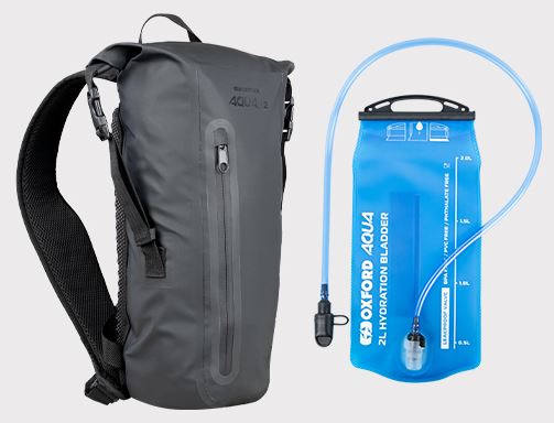 Oxford OL703 Aqua H2 Motorcycle Motorbike Backpack with Hydration Bladder 2L Black