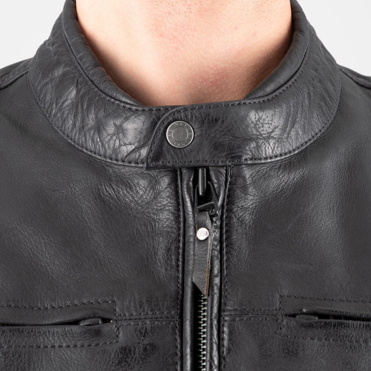 Oxford Holton Men's Leather Motorcycle Jacket Black