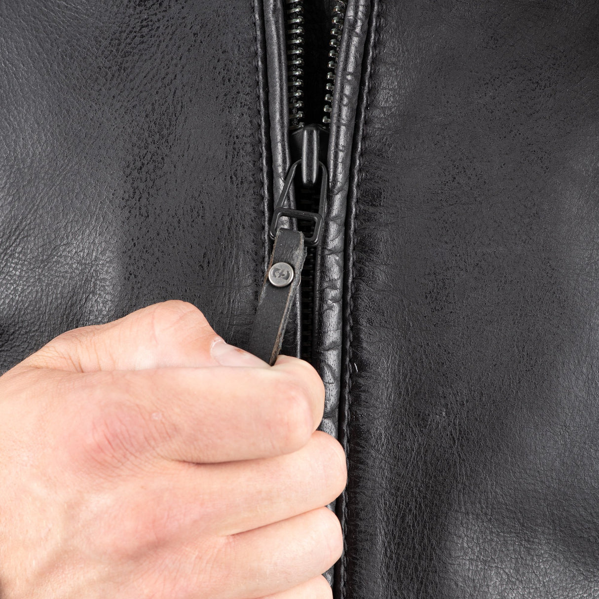 Oxford Holton Men's Leather Motorcycle Jacket Black