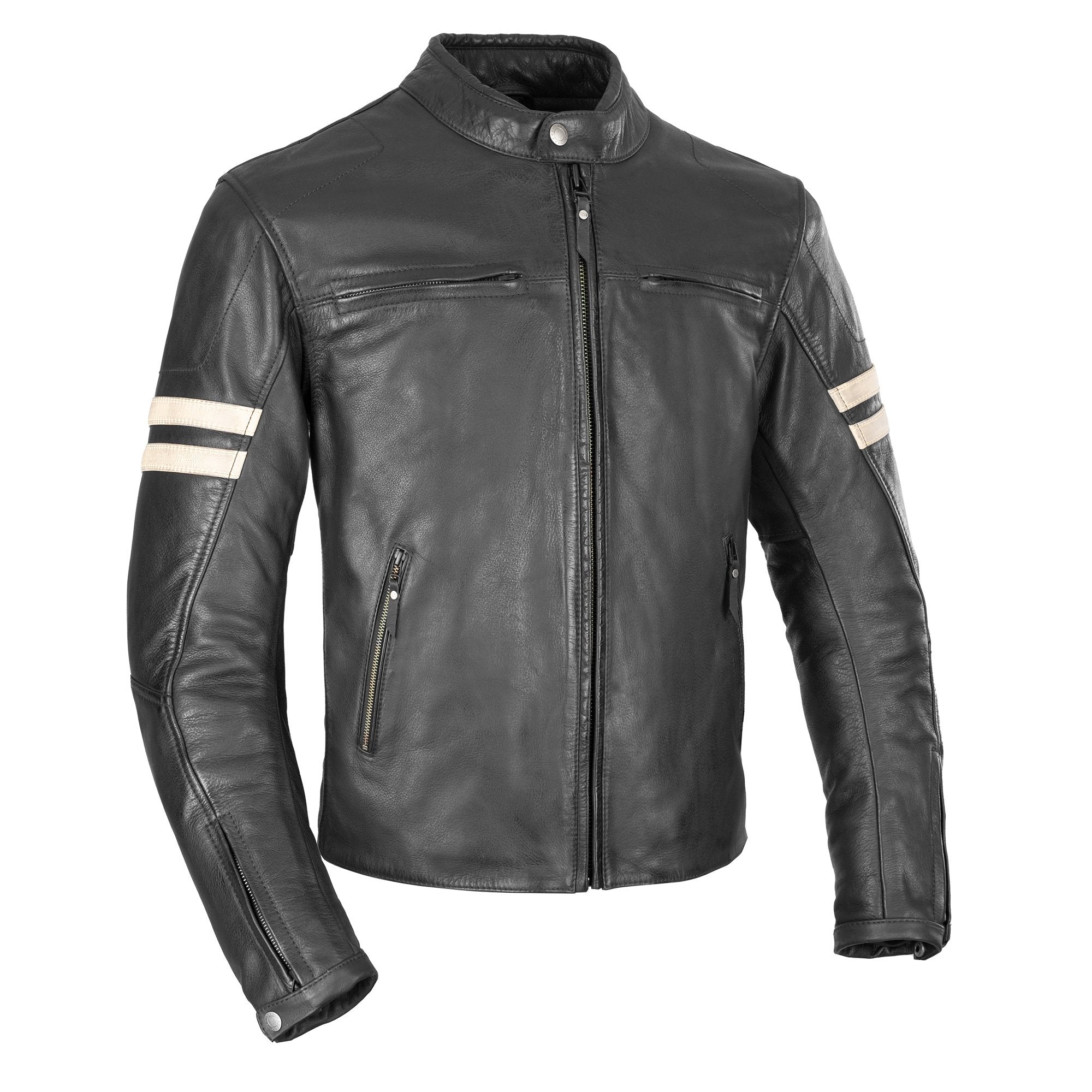 Oxford Holton Men's Leather Motorcycle Jacket Black – Rider