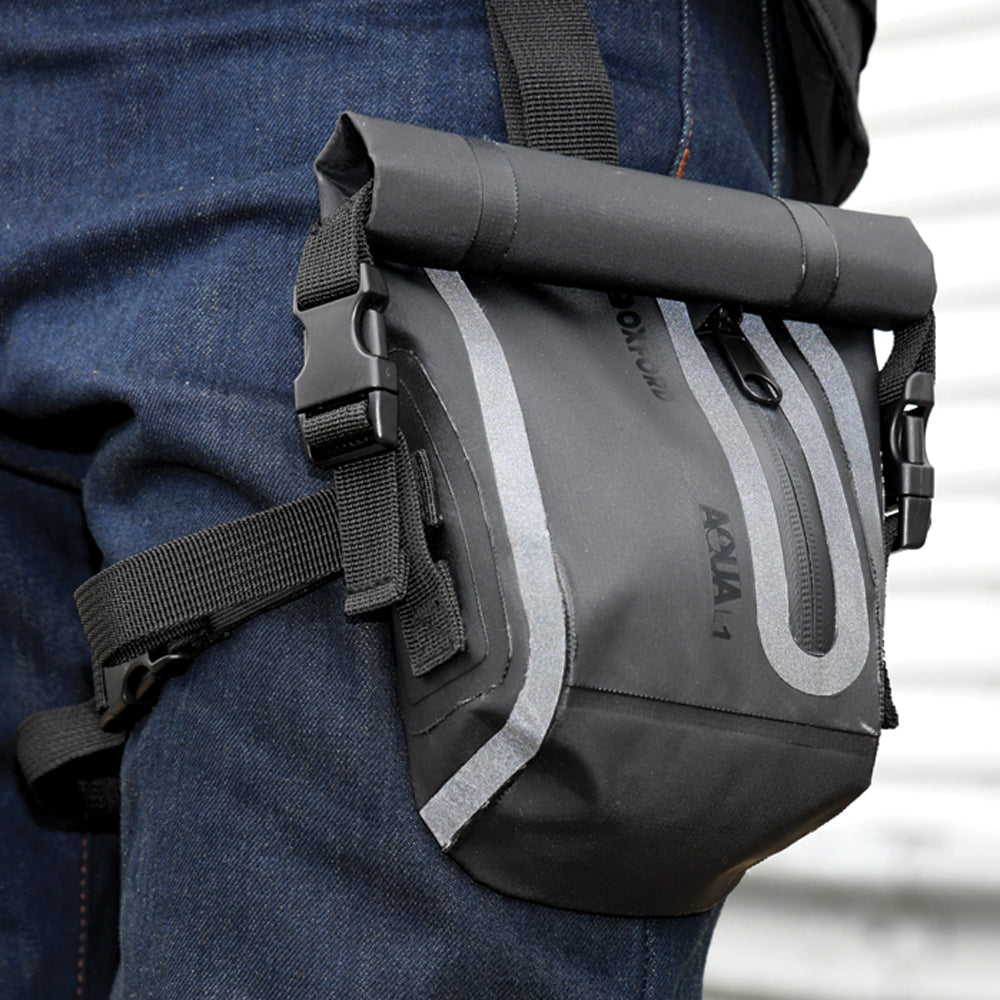 Oxford Aqua L1 Waterproof Motorcycle Luggage Leg Bag Waist Pack Adjustable 1L Black