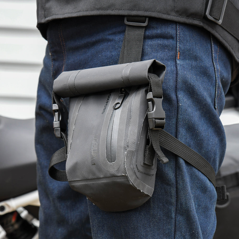 Oxford Aqua L1 Waterproof Motorcycle Luggage Leg Bag Waist Pack Adjustable 1L Black