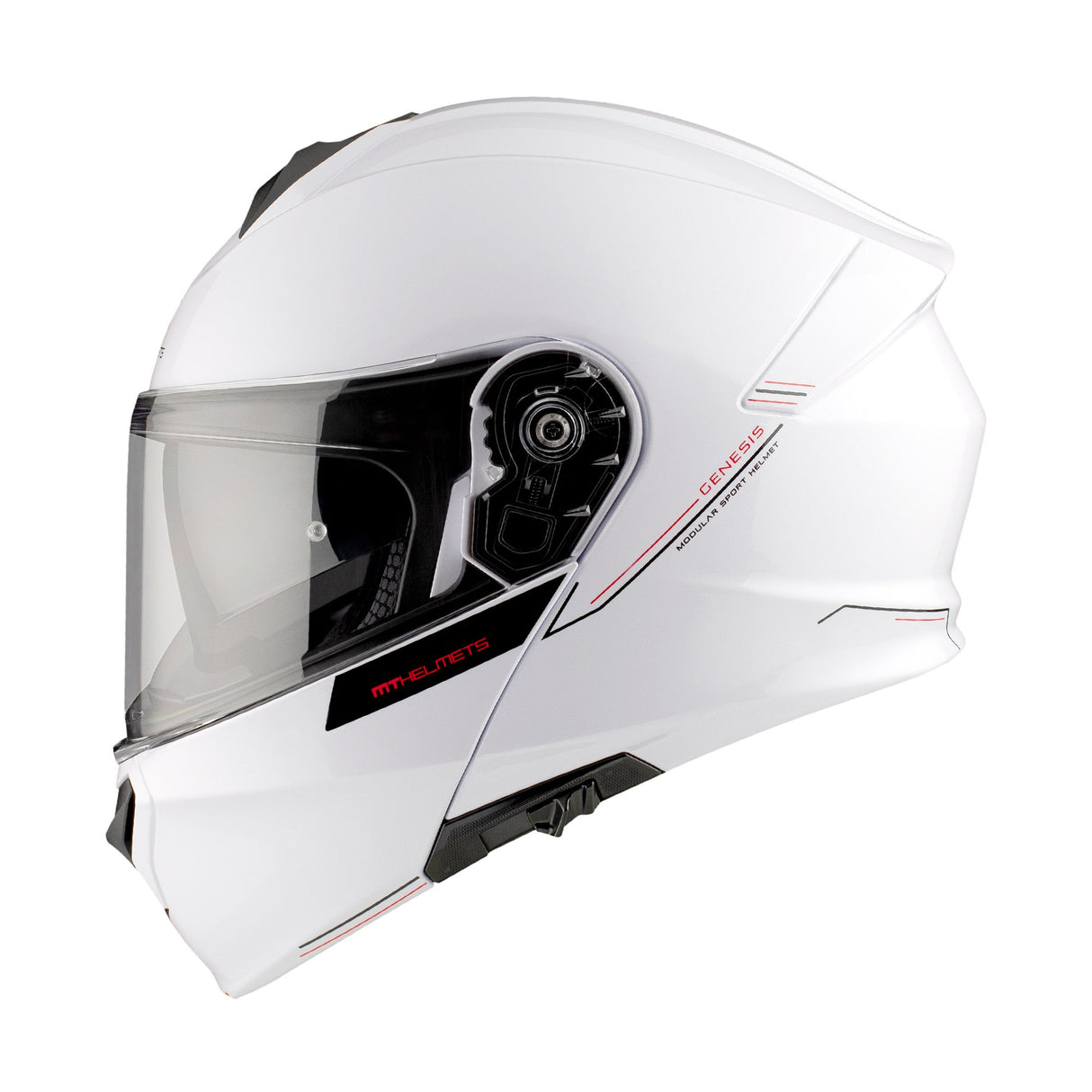 MT Genesis SV Solid A0 Gloss Pearl White Motorcycle Helmet Flip Front