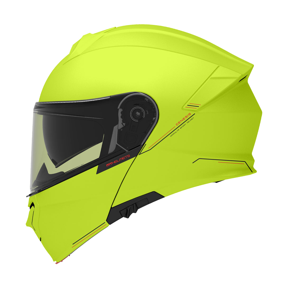 MT Genesis SV Solid A3 Gloss Yellow Fluo Motorcycle Helmet Flip Front