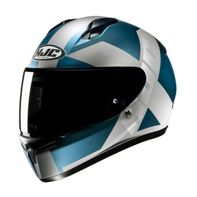 HJC C10 Tez MC2SF Blue Motorcycle Helmet Metallic Silver Grey