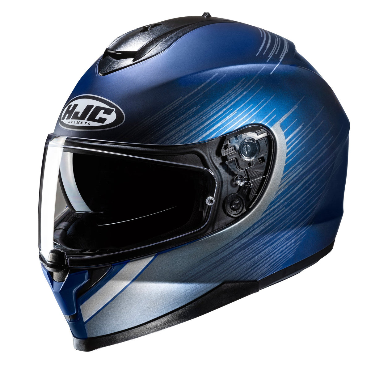 HJC C70N Sway MC2SF Blue Motorcycle Helmet Silver Metallic