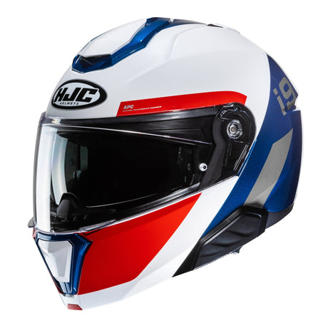HJC I91 Bina MC21 White Blue Red Motorcycle Helmet Flip Front