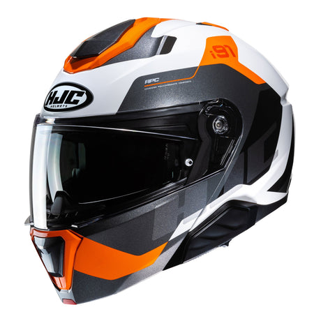 HJC I91 Carst MC7 Orange Motorcycle Helmet Flip Front
