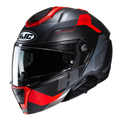 HJC I91 Carst MC1SF Red Motorcycle Helmet Flip Front