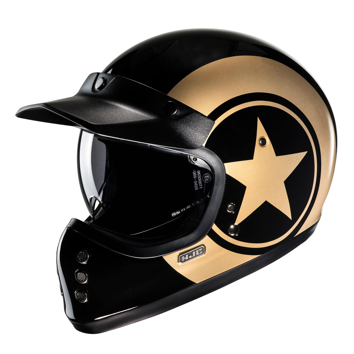 HJC V60 Nyx MC9 Gold Motorcycle Helmet Black Star
