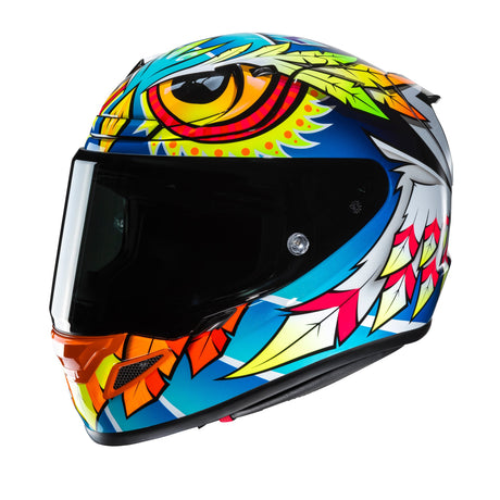 HJC RPHA 12 Spasso MC3H Motorcycle Helmet Bird Owl Eyes Rainbow Feather
