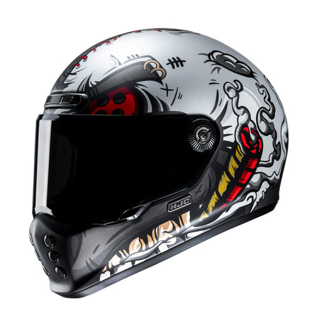 HJC V10 Vatt MC1SF Red Motorcycle Helmet Matt Silver Grey