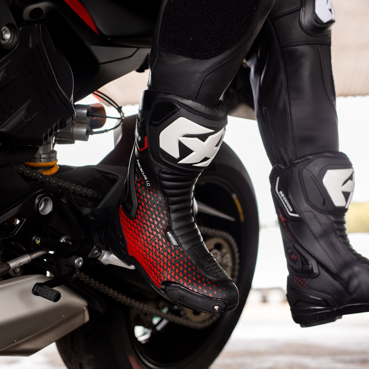 Oxford Nexus 1.0 Air Motorcycle Boots - Black/White/Red