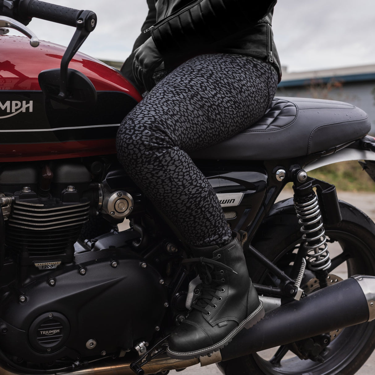 Oxford Original Approved AA Super Stretch Women's Motorcycle Jeans Leopard