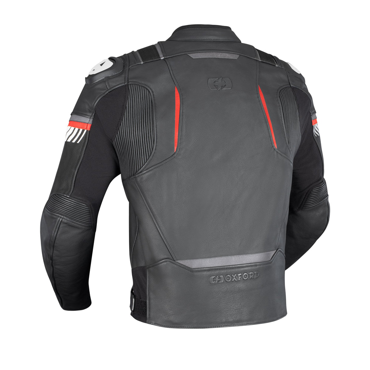 Oxford Cypher 1.0 Leather Black/White/Red Motorcycle Jacket