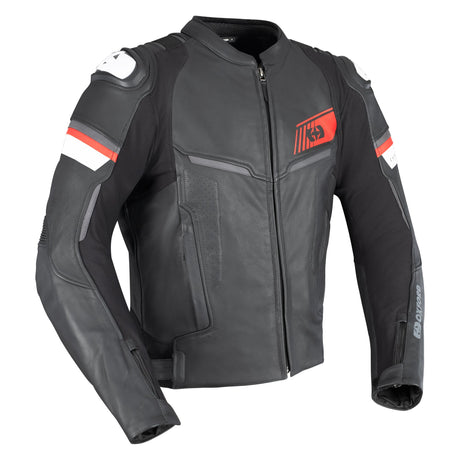 Oxford Cypher 1.0 Leather MS Jkt Blk/Wht/Red Motorcycle Jacket