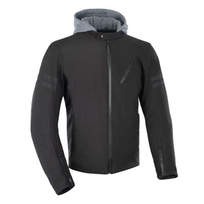 Oxford Faringdon Motorcycle Jacket Stealth Black Hooded Armoured Hoodie