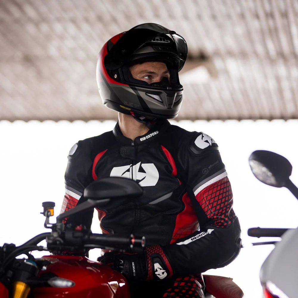 Oxford Nexus 1.0 One Piece Leather Suit Black Red