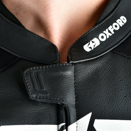 Oxford Nexus 1.0 Men's Leather Motorcycle Jacket Black White