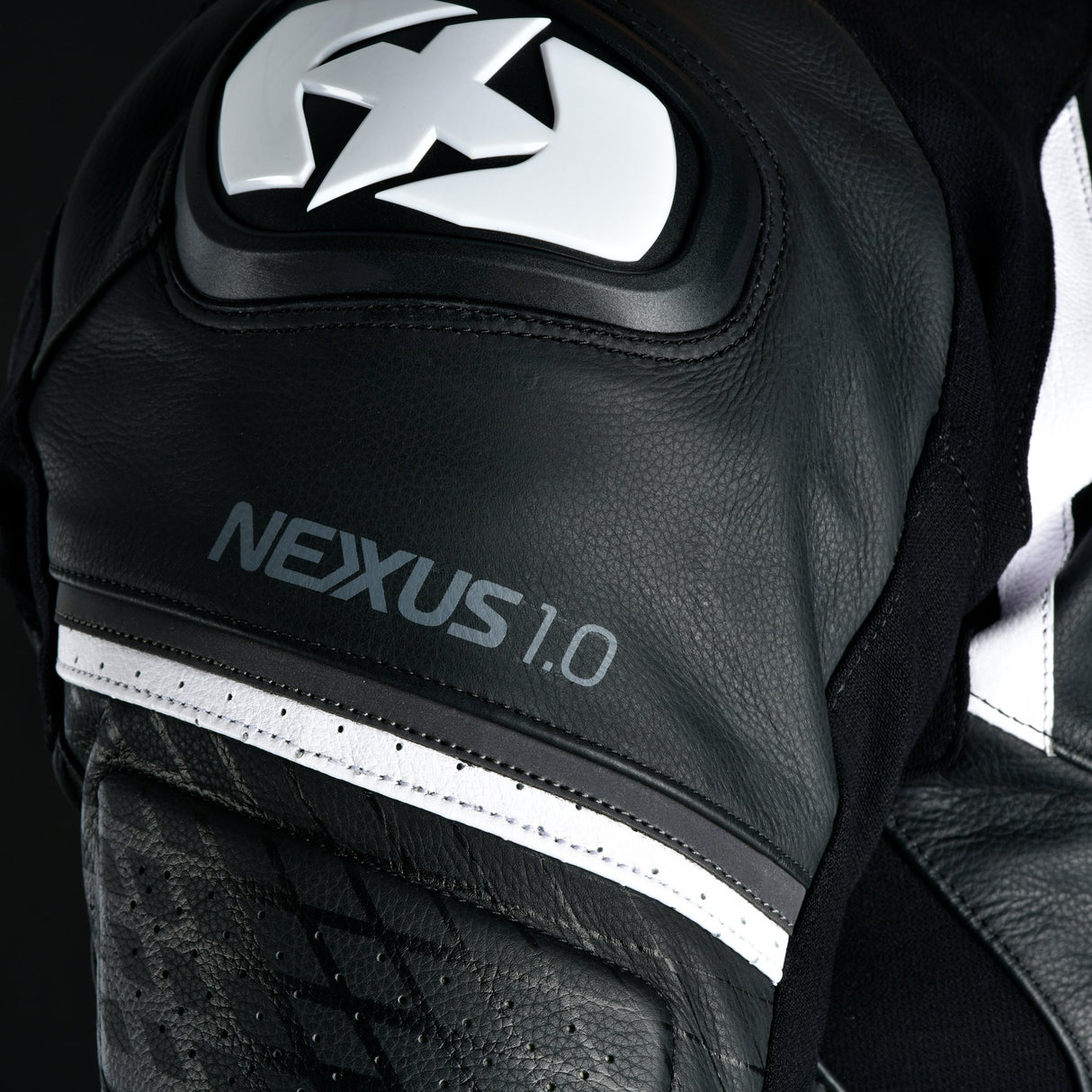 Oxford Nexus 1.0 Men's Leather Motorcycle Jacket Black White