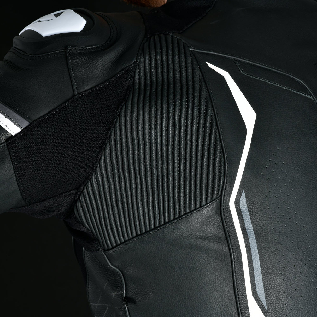 Oxford Nexus 1.0 Men's Leather Motorcycle Jacket Black White