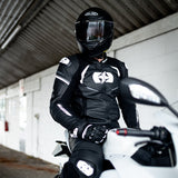 Oxford Nexus 1.0 Men's Leather Motorcycle Jacket Black White