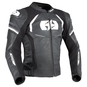 Oxford Nexus 1.0 Men's Leather Motorcycle Jacket Black White