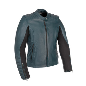 Oxford Radley Ladies Leather Motorcycle Jacket Womens Teal Green