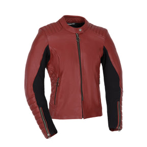Oxford Radley Ladies Leather Motorcycle Jacket Red
